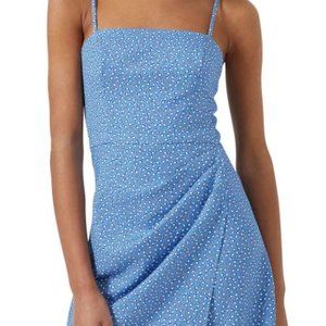 French Connection Elao Printed Cutout Back Dress Size 8 Blue
